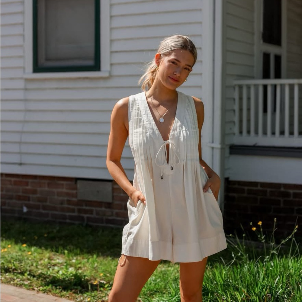 Free People Webster Romper Ecru